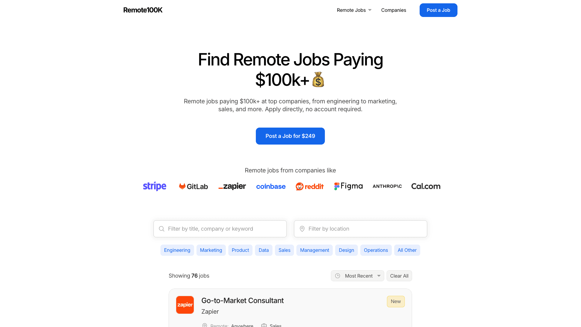 Remote100K website screenshot