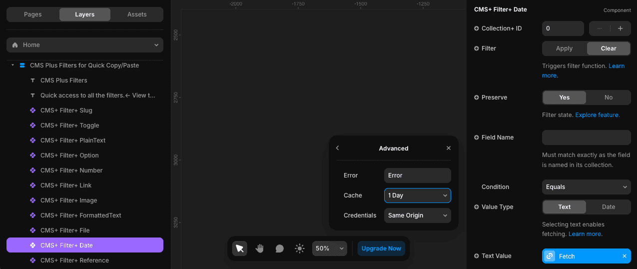Cache setting for date fetch
