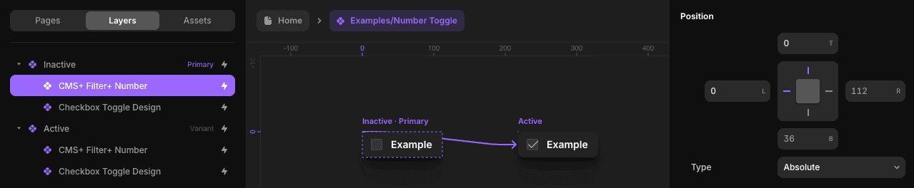 Showing a useful tip of positioning CMS Plus components with absolute positioning